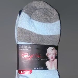6 Pack Marilyn Monroe Solid/Stripped Blue and Grey